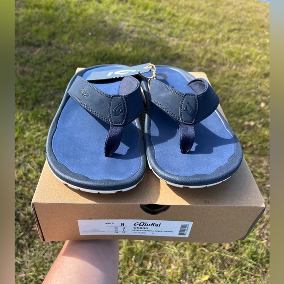 NWT Olukai Navy Ohana Beach Mens Flip Flip Sandals Size 9 - Picture 4 of 13